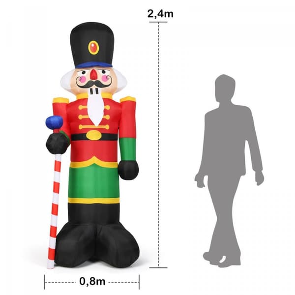 Uppblåsbar juldekoration, nötknäppare med LED-lampor, 240 cm