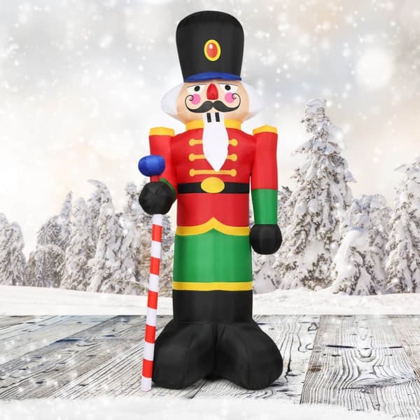Uppblåsbar juldekoration, nötknäppare med LED-lampor, 240 cm
