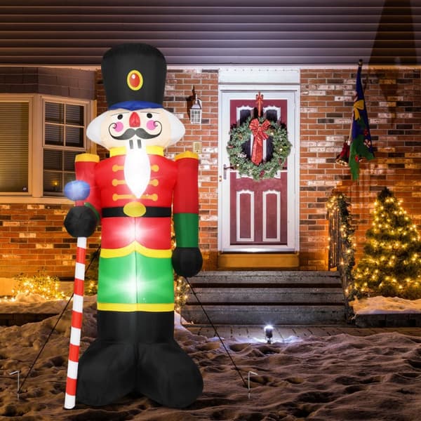 Uppblåsbar juldekoration, nötknäppare med LED-lampor, 240 cm