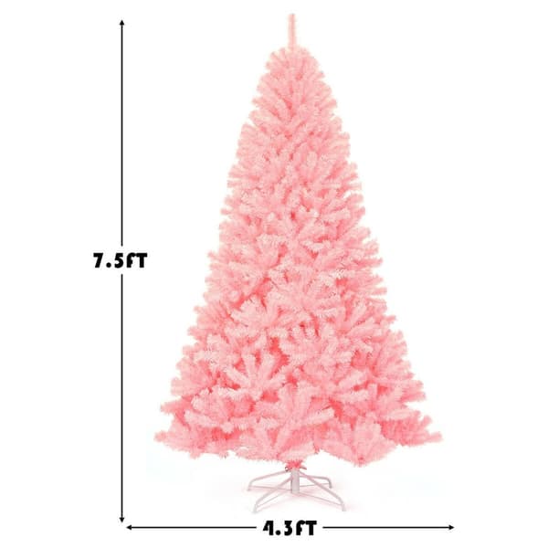 Kunstig juletræ, 7,5x4,3 ft, Lyserød