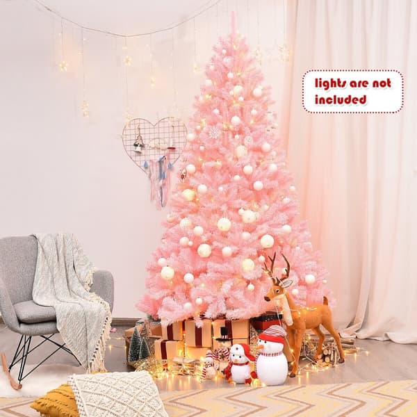 Kunstig juletræ, 7,5x4,3 ft, Lyserød