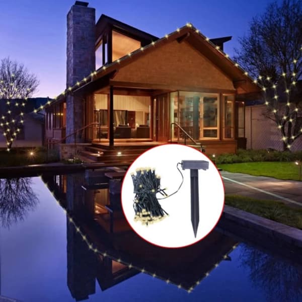 vidaXL LED Aurinkovalotoiminen valonauha joulukoriste lämmin valkoinen