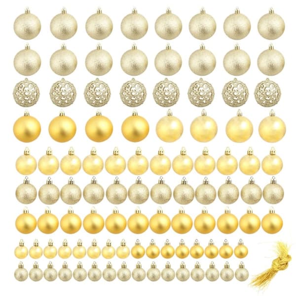 vidaXL Julgranskulor 100 delar set 3/4/6 cm guld