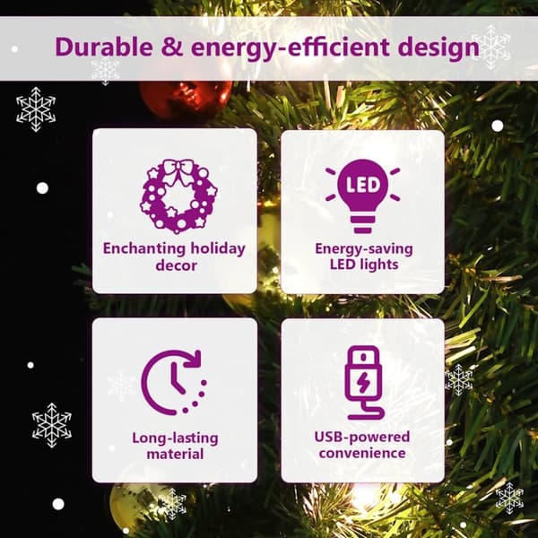 vidaXL Julkrans dekorerad med julkulor och LED-lampor 10 m