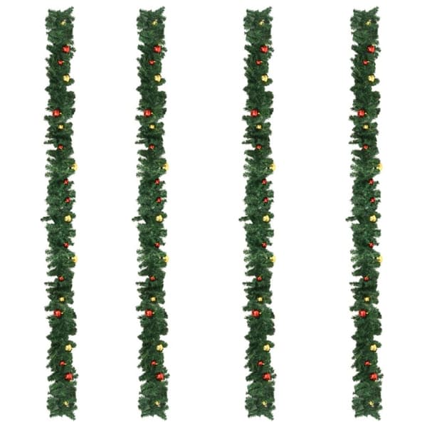 vidaXL juleguirlander 4 stk. med kugler 270 cm PVC grøn