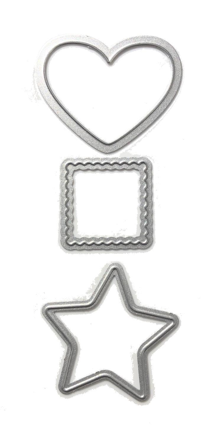 scrapbook dies stans 3 figurer hjärta ram stjärna