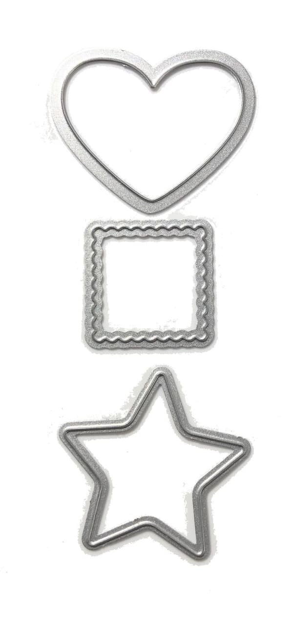 scrapbook dies stans 3 figurer hjärta ram stjärna