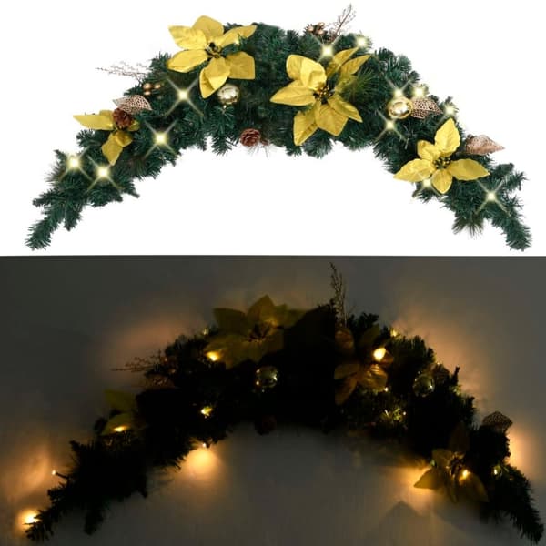 vidaXL Julbåge med LED grön 90 cm PVC