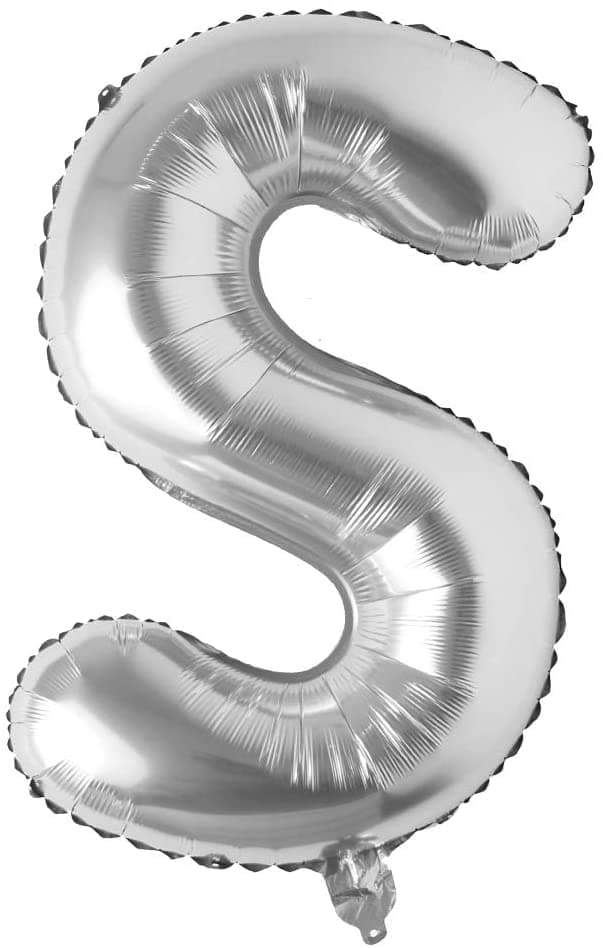 Bokstavsballong 53 cm, bokstav S - silver