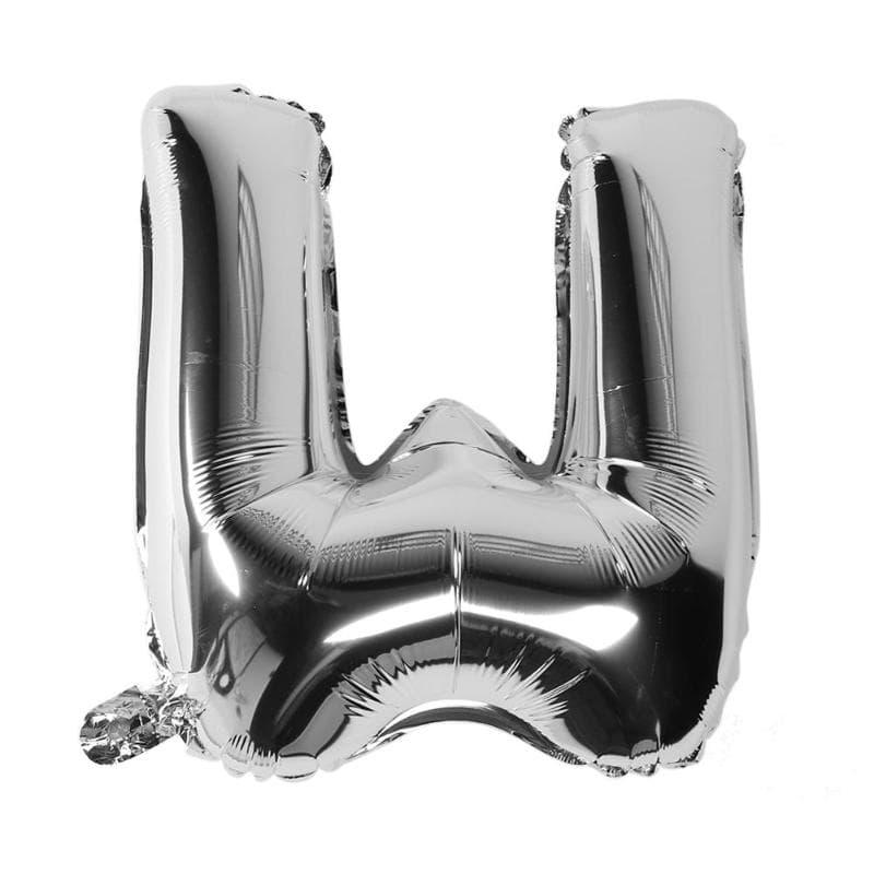 Bokstavsballong 53 cm, bokstav W - silver