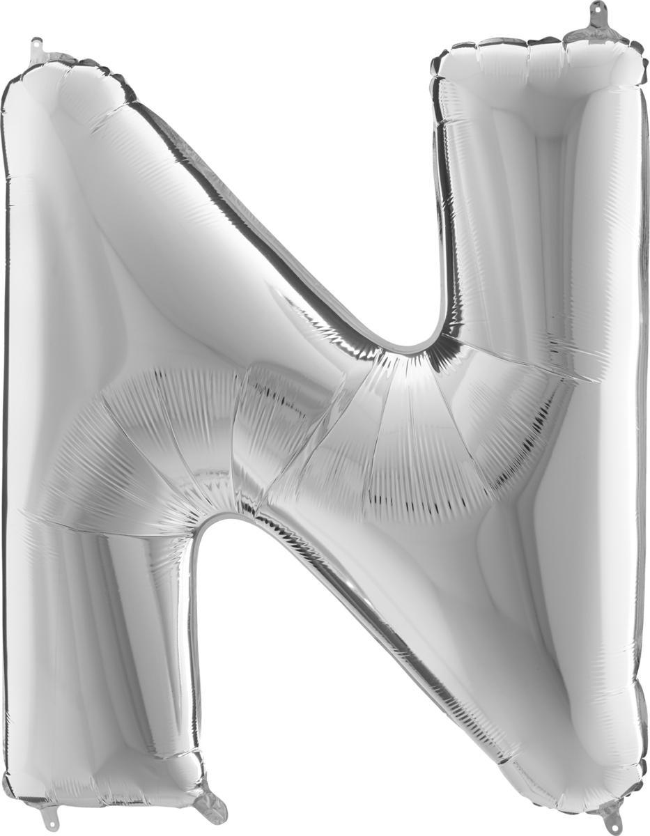 Bokstavsballong 53 cm, bokstav N - silver