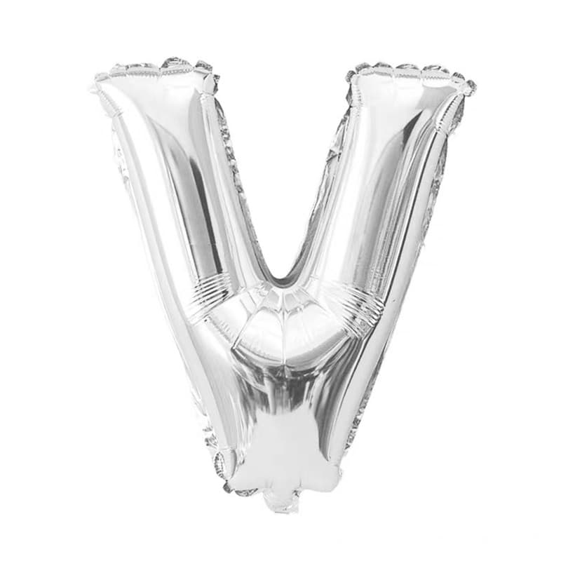 Bokstavsballong 53 cm, bokstav V - silver