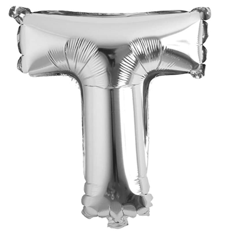 Bokstavsballong 53 cm, bokstav T - silver