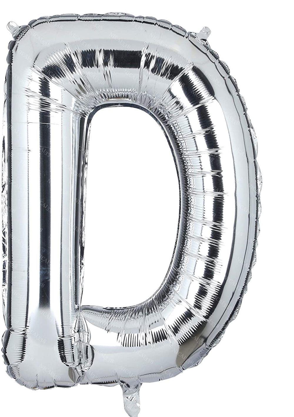 Bokstavsballong 53 cm, bokstav D - silver