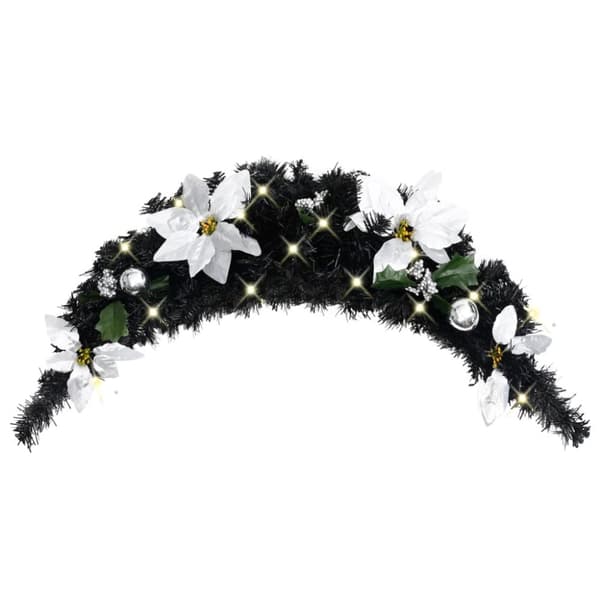 vidaXL julekrans buefacon med LED-lys 90 cm PVC sort