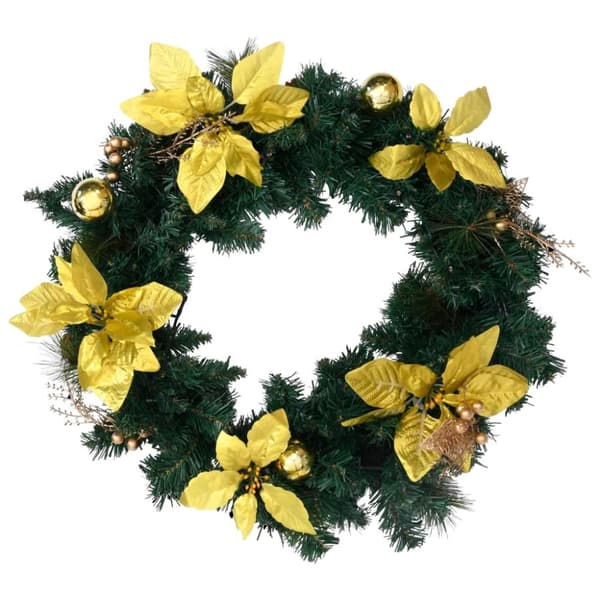 vidaXL julekrans med LED-lys 60 cm PVC grøn