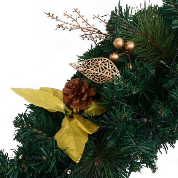 vidaXL julekrans med LED-lys 60 cm PVC grøn