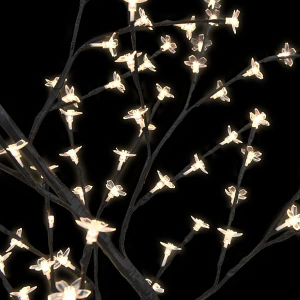 vidaXL Plastgran 128 LEDs körsbärsblommor varmvitt ljus 120 cm