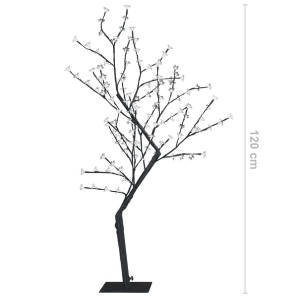 vidaXL Plastgran 128 LEDs körsbärsblommor varmvitt ljus 120 cm