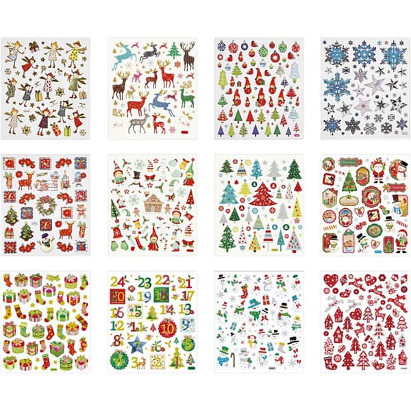 Sticker Bok - Jul - 12 mixade ark - 15x16,5 cm