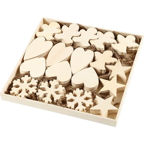 Julhängen - Plywood - stl. 9-11 cm - 90 st