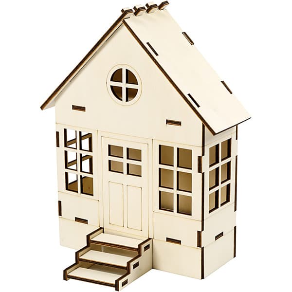3D Pussel - Plywood Hus - Höjd: 24 cm
