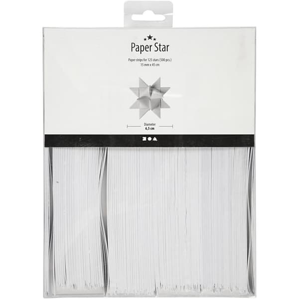 Pappersstrimlor - B: 15 mm - Vit - 500 st - L: 45 cm