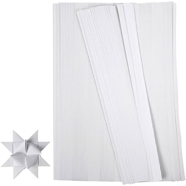 Pappersstrimlor - B: 15 mm - Vit - 500 st - L: 45 cm