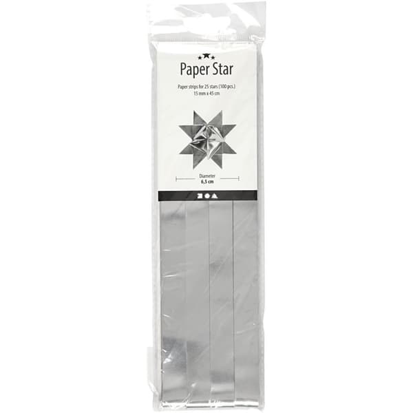 Stjärnstrimlor - B: 15 mm - Silver - 100 st - L: 45 cm