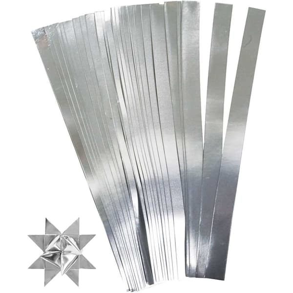 Stjärnstrimlor - B: 15 mm - Silver - 100 st - L: 45 cm