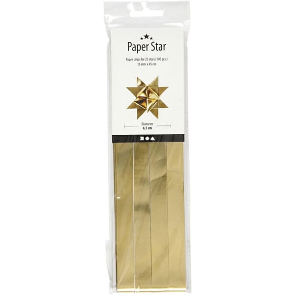 Stjärnstrimlor - B: 15 mm - Guld - 100 st - L: 45 cm