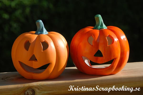 Halloweenlyktor -  Pumpor i Terrakotta 2 st - H: 15 cm