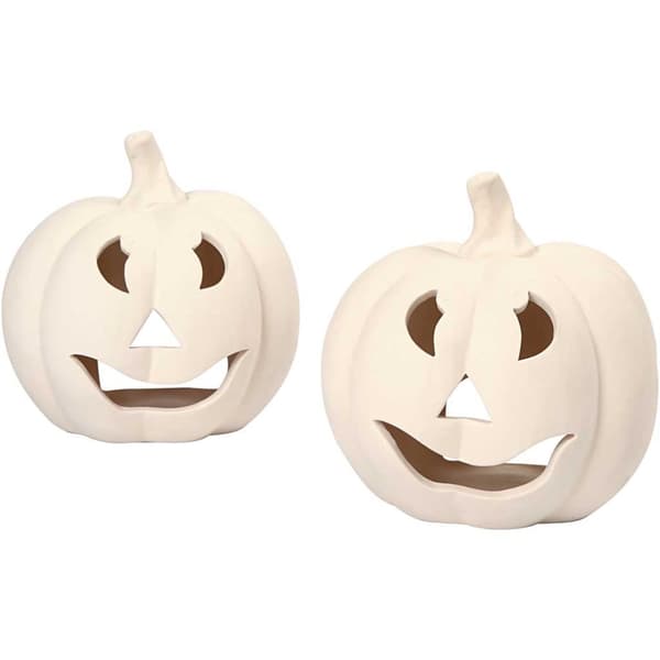 Halloweenlyktor -  Pumpor i Terrakotta 2 st - H: 15 cm
