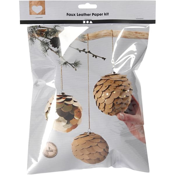 DIY Set - Kottar av läderpapper - Natur & Guld