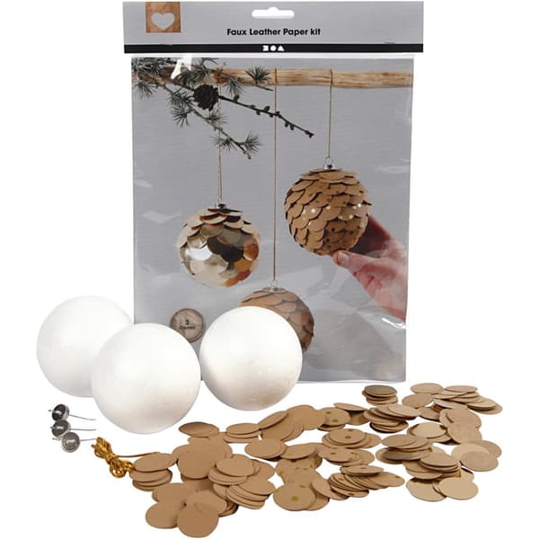 DIY Set - Kottar av läderpapper - Natur & Guld
