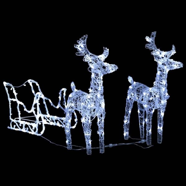 vidaXL Juldekoration ren & släde 160 LED 130 cm akryl