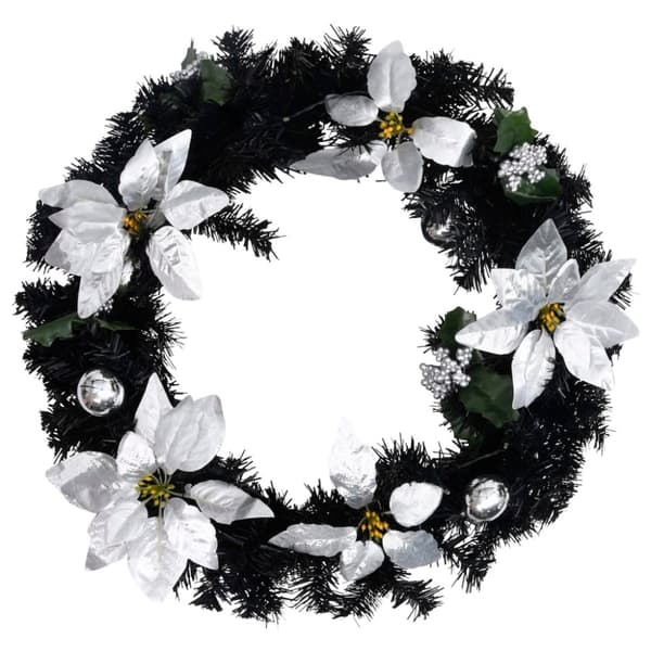 vidaXL julekrans med LED-lys 60 cm PVC sort