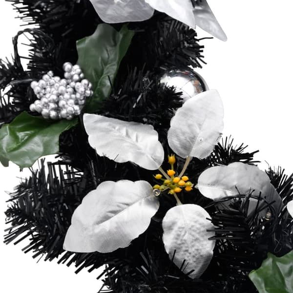 vidaXL julekrans med LED-lys 60 cm PVC sort