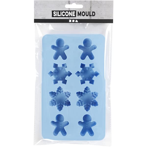 Silikonform - Snöflingor & Pepparkaksgubbar - hål 30x45 mm