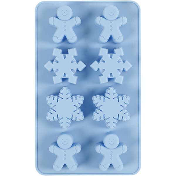 Silikonform - Snöflingor & Pepparkaksgubbar - hål 30x45 mm