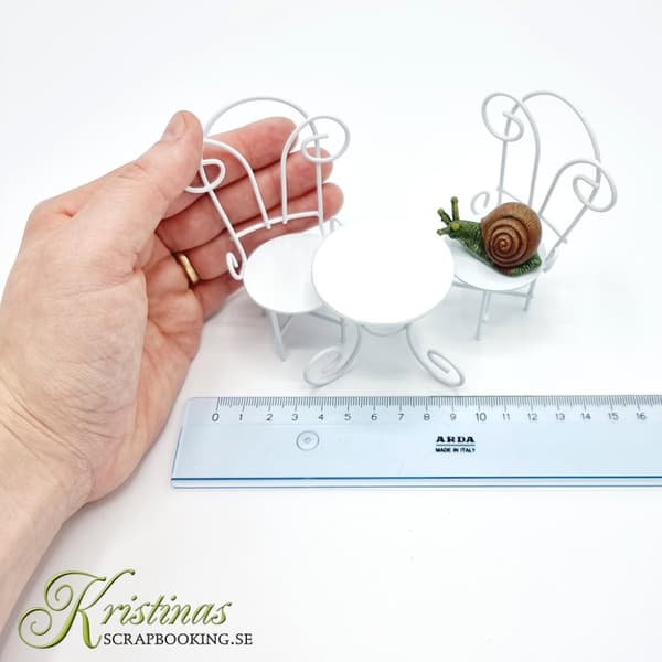 Miniatyr - Sittgrupp av Metall - Vit - 5-9 cm