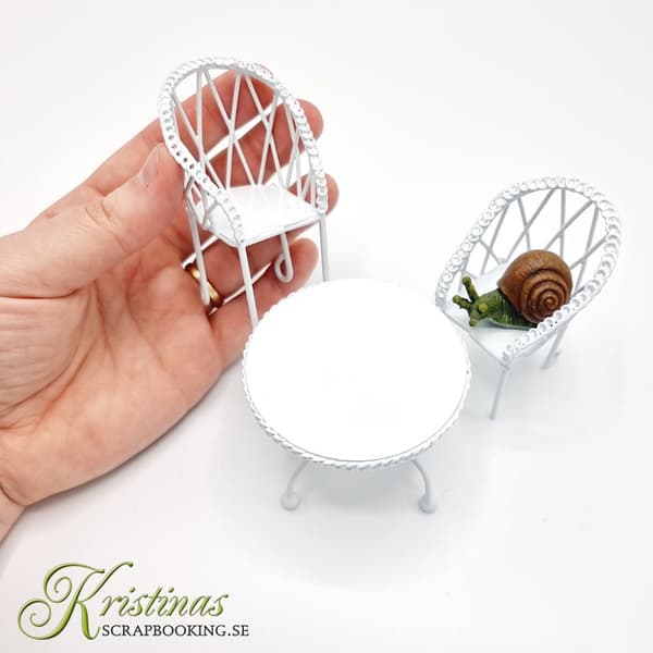 Miniatyr - Sittgrupp av Metall - Vit - 6-8 cm