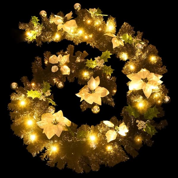 vidaXL Julgirlang med LED-lampor svart 2,7 m PVC