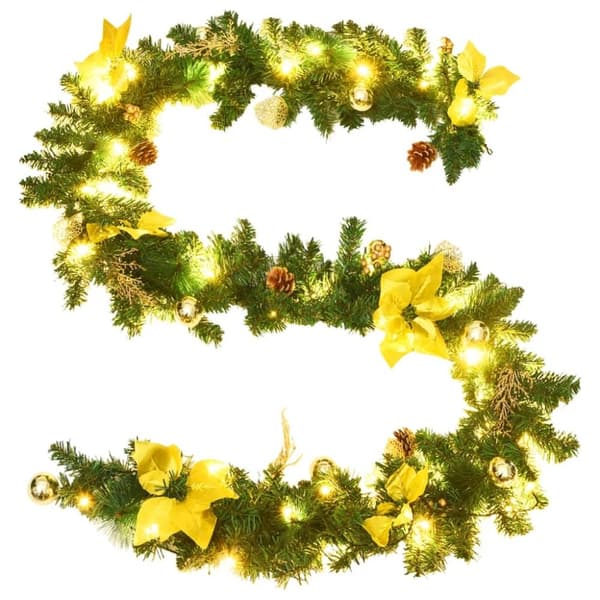 vidaXL juleguirlande med LED-lys 2,7 m PVC grøn