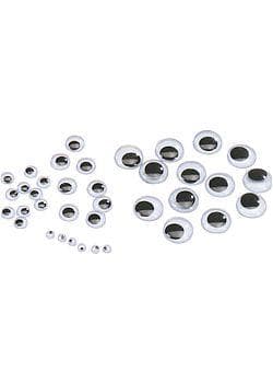 Plastögon 4 storlekar 200/fp (50 st 4mm, 50 st 7mm, 50 st 10mm & 50 st 15mm), Svart/Vit