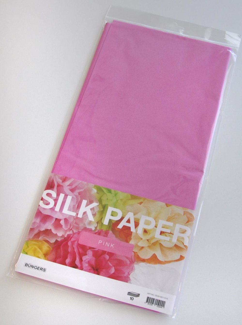 Silkespapper 50x70cm, Rosa, 10 ark/fp