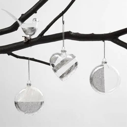 Platt Julkula i Glas 6 st - 8 cm