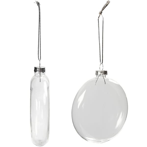 Platt Julkula i Glas 6 st - 8 cm
