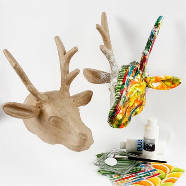 Papier Mache - Rådjurs Huvud - H: 30 cm