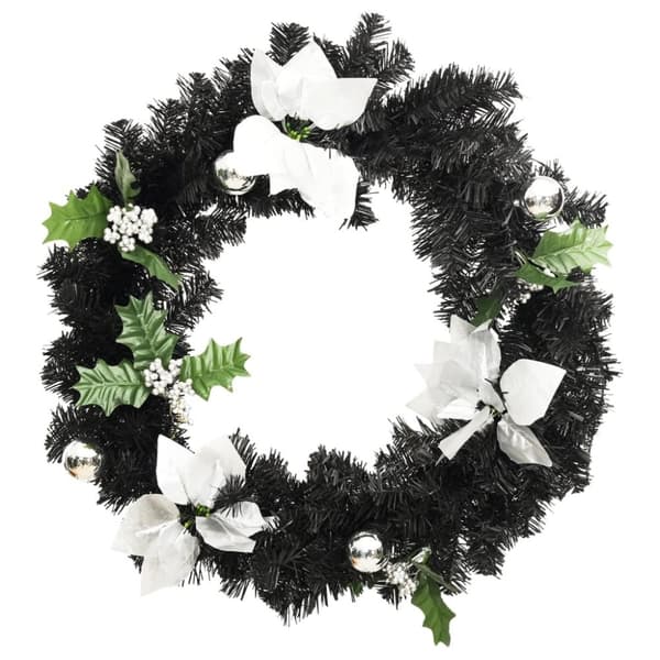 vidaXL Julkrans med lysdioder svart 60 cm PVC